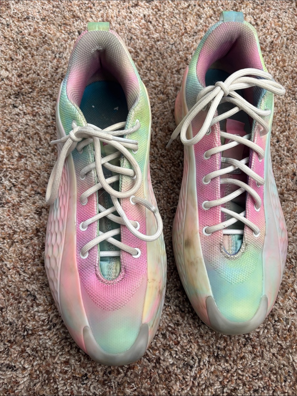 adidas Pastel Rainbow Athletic Shoes - Pink, Blue, Green - AE1 - Anthony Edwards